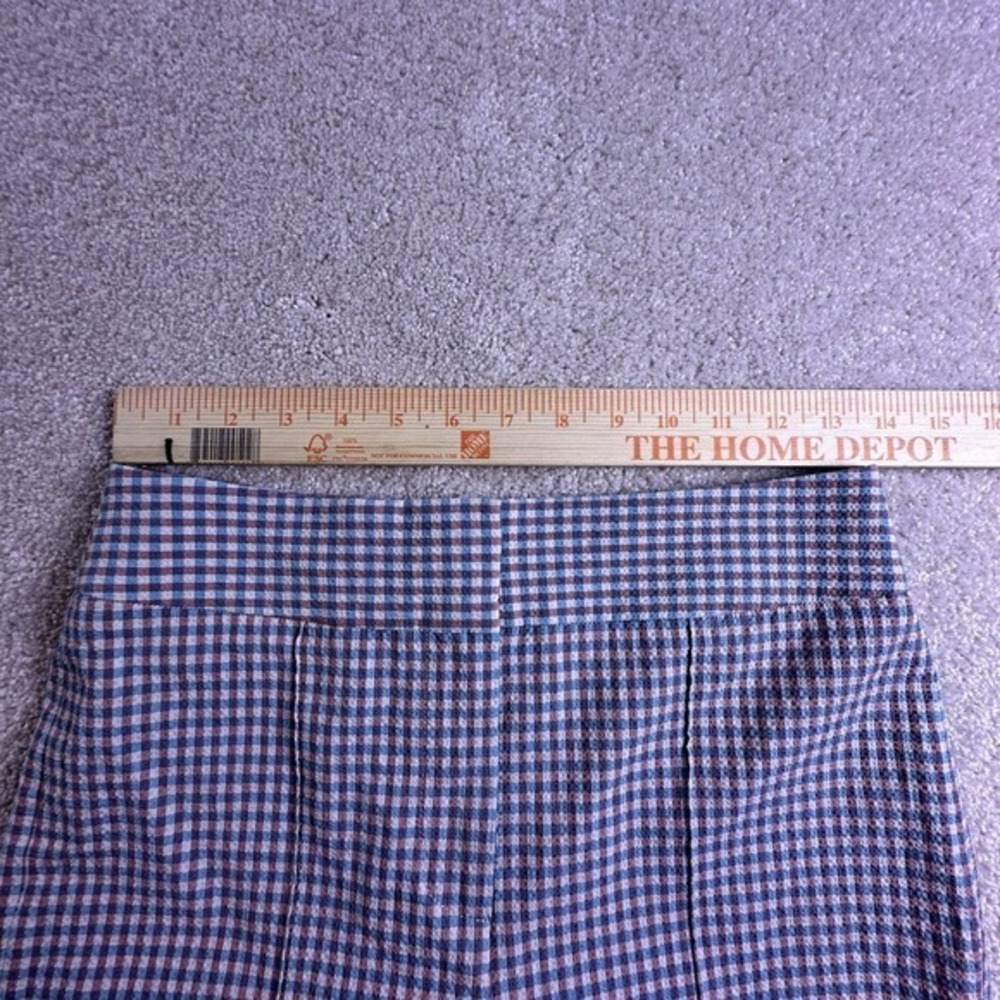 Veronica Beard Arte Kick Flare Brown And Blue Gingham Searsucker High Waste Pant - Picture 10 of 14
